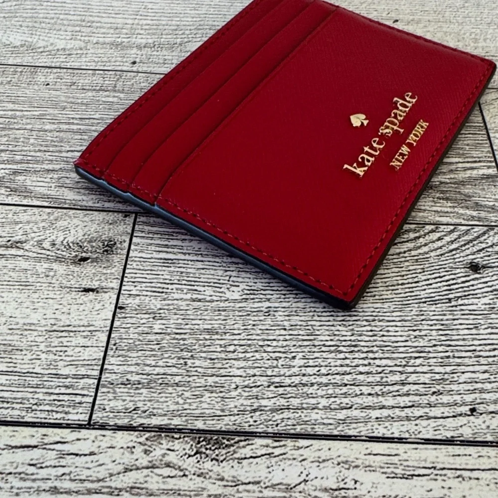 Kate Spade Red Leather Slim Card Wallet